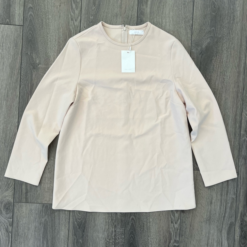 OAK + FORT Beige Women's Minimalist Long Sleeve Elegant Blouse NEW Small Modern